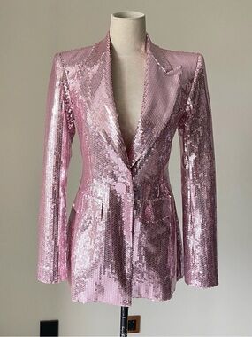 NWOT Alex Perry Pink Sequin Blazer Jacket, Size US 0/2/4/6